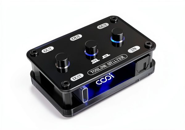 COOIDEA Optical Audio Splitter 1x3 Type‑C Powered Independent Switch-0