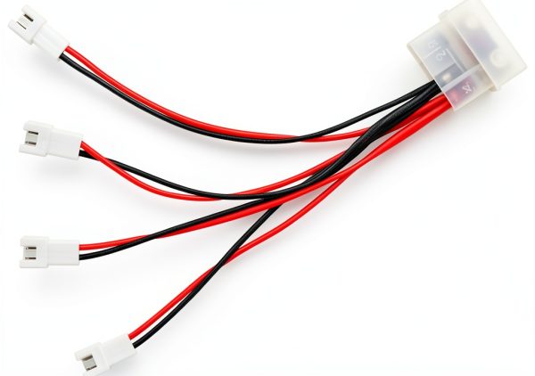 ELFJMZP Dual Fan Power Extension Cable 4‑Pin to 4 XH2.54 2‑Pin 13cm-0
